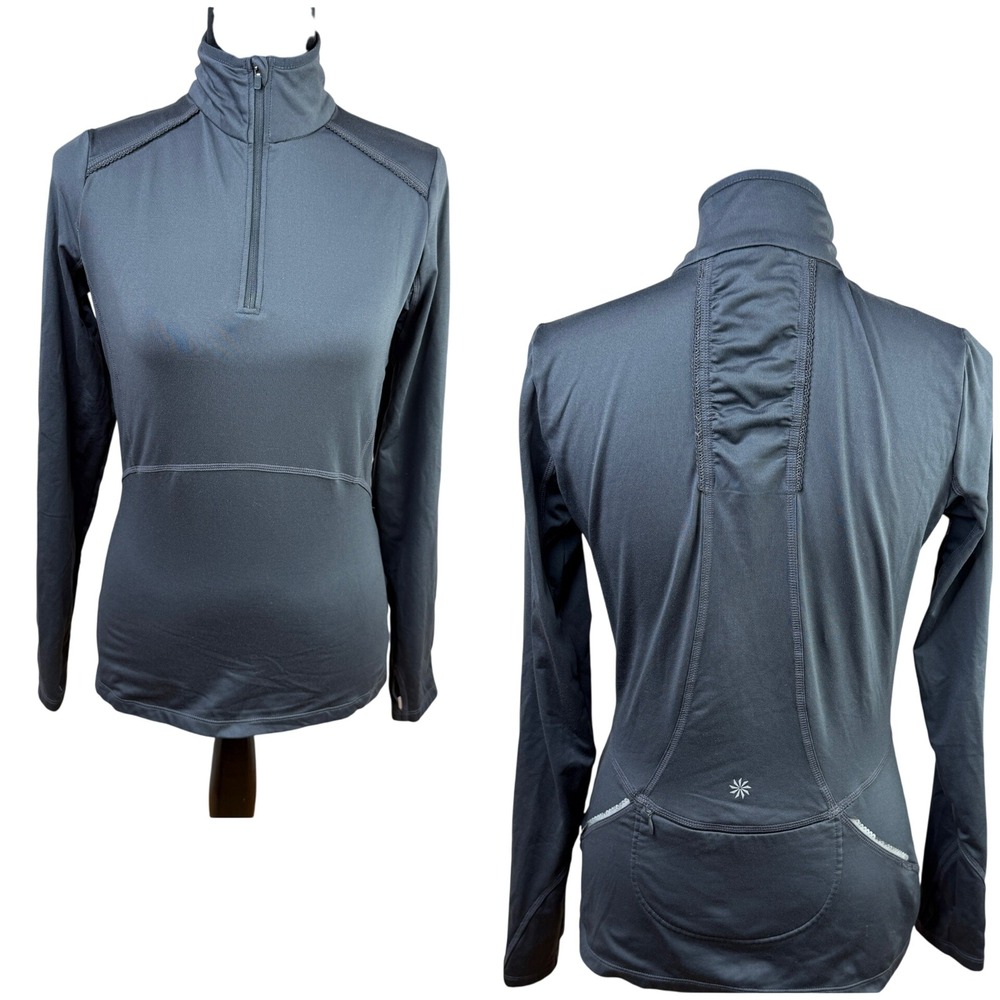Athleta Quarter Mile 1/4 Zip Pullover Charcoal Gray Size Small‎